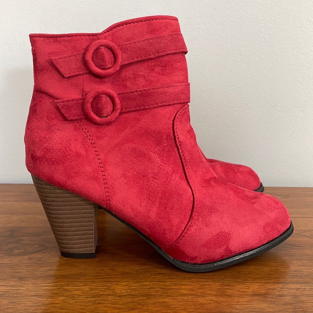 YAO FEI RED HIGH HEEL ANKLE BOOTS - Picture 16 of 16